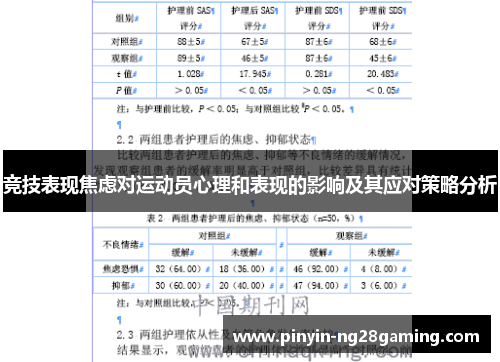 竞技表现焦虑对运动员心理和表现的影响及其应对策略分析