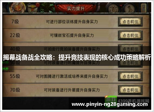 揭幕战备战全攻略：提升竞技表现的核心成功策略解析