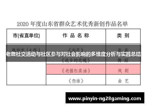 老詹社交活动与社区参与对社会影响的多维度分析与实践总结